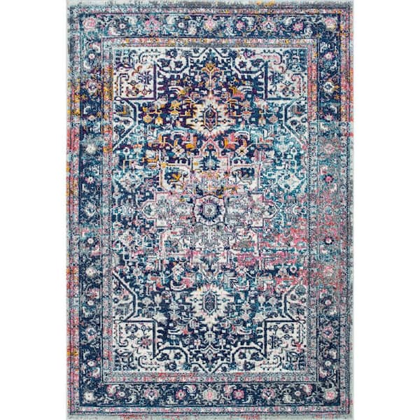 nuLOOM Persian Vintage Raylene Blue 4 ft. x 6 ft. Area Rug