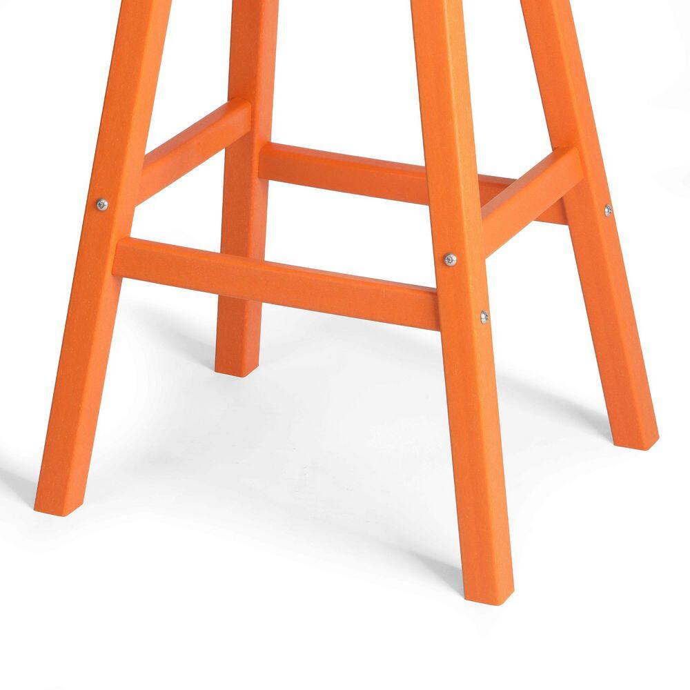 Laguna All-Weather HDPE Poly 29" Orange Outdoor Patio Bar Stool