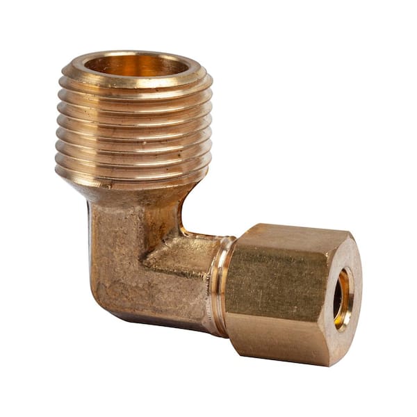 LTWFITTING 1/4 in. O.D. x 3/8 in. MIP Brass Compression 90-Degree Elbow Fitting (25-Pack)
