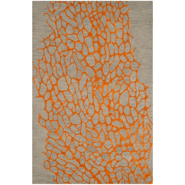 Blossom 2 ft. x 3 ft. Gray/Orange Geometric Area Rug