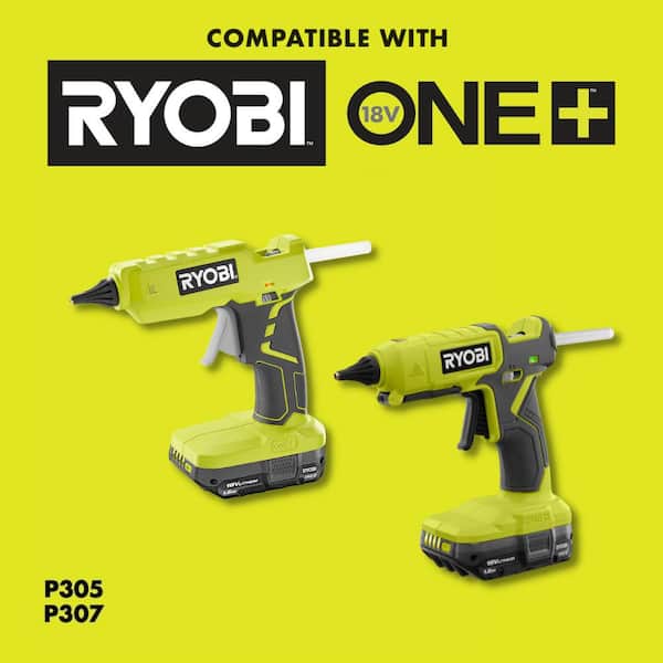 RYOBI P307 Cordless Dual Temperature Hot Glue Gun w 2 AH Battery + Charger