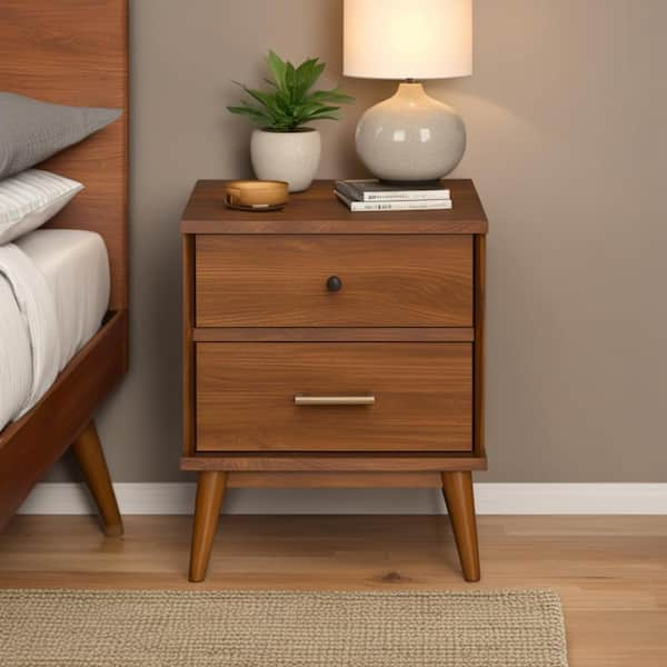 Camaflexi Mid-Century 2 Drawer Castanho Nightstand 24.13 in. H x 20 in. W x 16.3 in. D