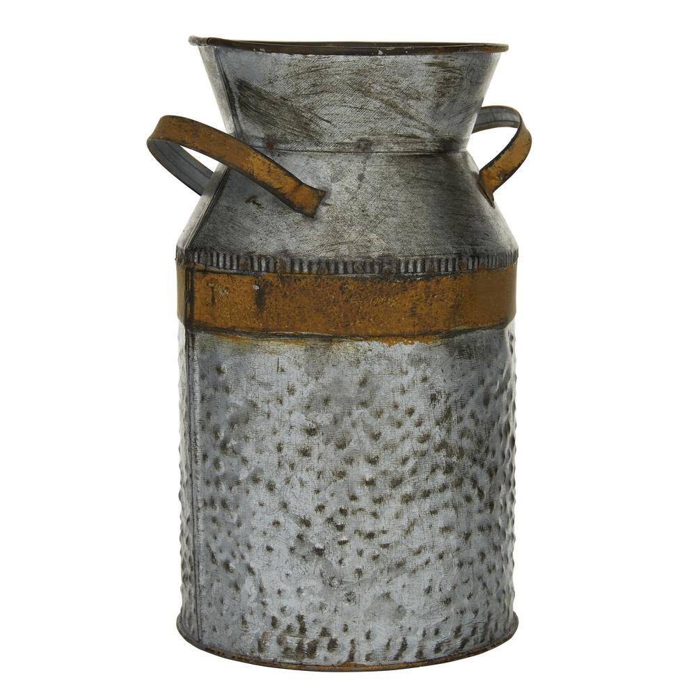 Gray and Rust Tin Farmhouse Jar-Shaped Table Vase