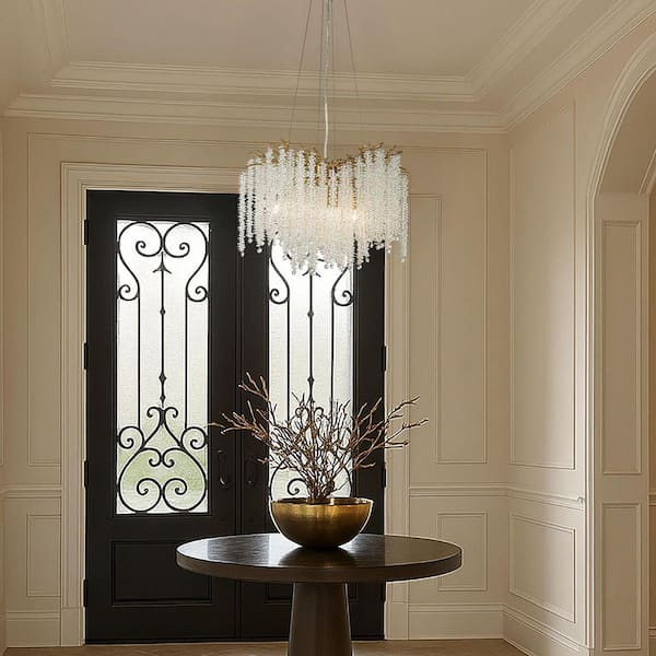ALOA DECOR 4-Light 20 in Modern Antique Brass Crystal Chandelier