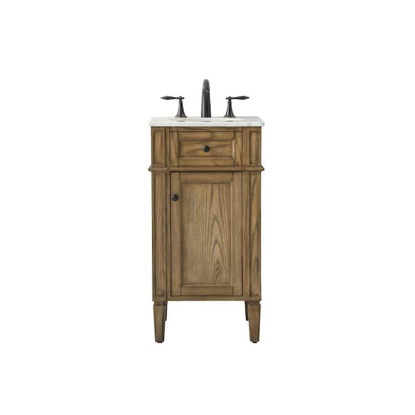 Unbranded Timeless Home 18 in. W x 19 in. D x 35 in. H Single Bathroom Vanity in Driftwood with White Marble