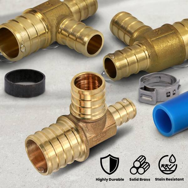 ワンコ様3 3/4 Inch Crimp Tee, Pack of 25, Brass Plumbing Fitting, PEX