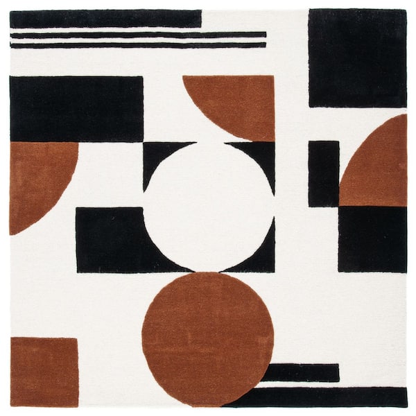 Rodeo Drive 4 ft. x 4 ft. Square Ivory/Black Geometric Abstract Area Rug