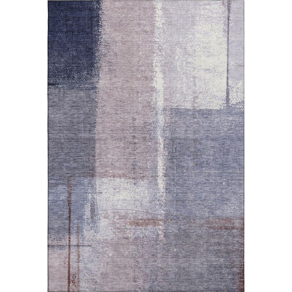 Mayfield Premium Machine Washable Abstract AMF2002 Lavender 5 ft. x 7 ft. 6 in. Area Rug