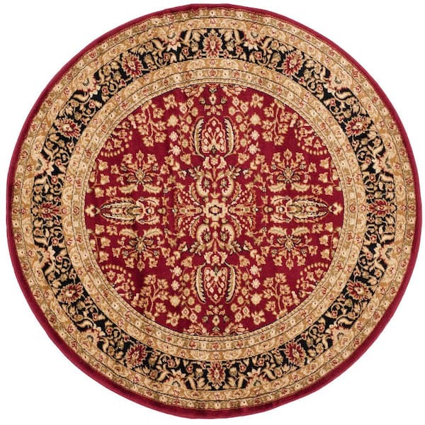 Lyndhurst Red/Black 10 ft. x 10 ft. Round Border Area Rug