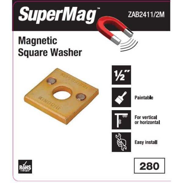 1/2 in. Square Strut Washer Gold Galvanized with Magnets (5-Pack) - Strut Fitting (ZAB2411/2M)