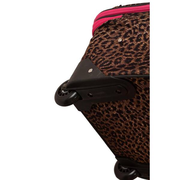 rockland pink leopard luggage