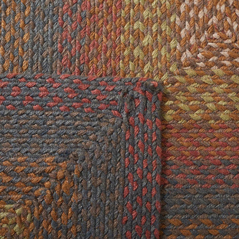 Handwoven Green and Rust Braided Square Area Rug