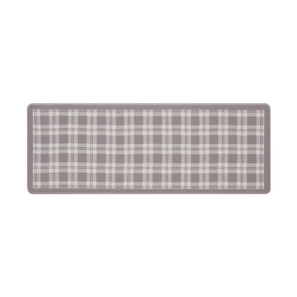 Laura Ashley Light Gray Plaid 17.5 in. x 48 in. Anti-Fatigue Wellness Mat