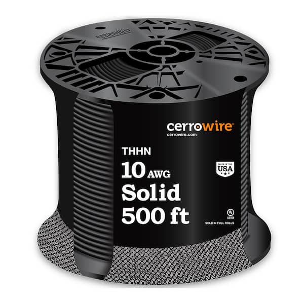 Cerrowire 500 ft. 10 Gauge Black Solid Copper THHN Wire