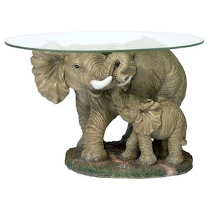 Elephant's Majesty 30 in. W Multi-Colored Polyresin Glass-Topped Cocktail Table