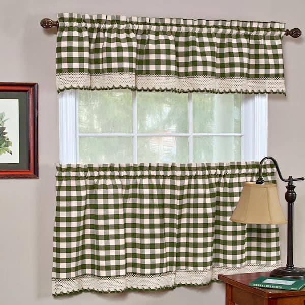 Buffalo Check 14 in. L Polyester/Cotton Window Curtain Valance in Sage