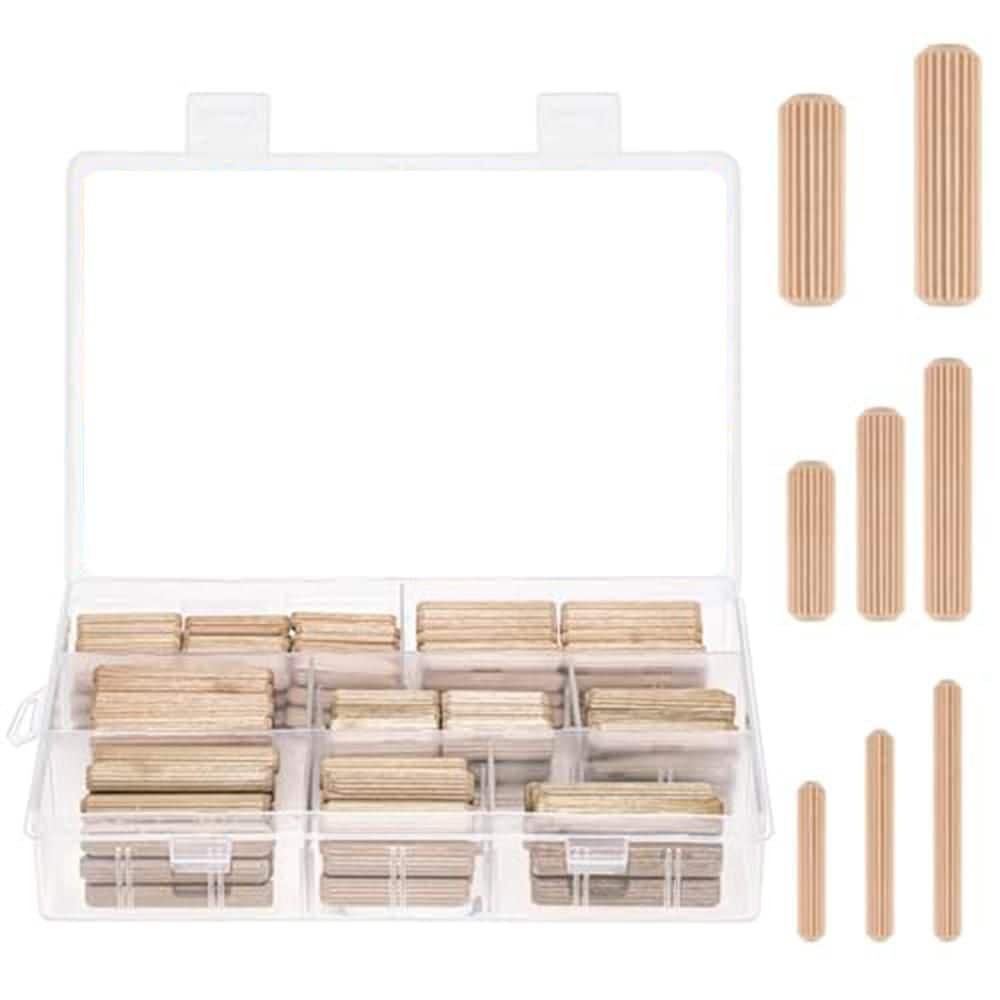 Assorted Fluted Wooden Dowel Pins Pegs Kit for Furniture Woodworking DIY Crafts 8 Sizes Pack of 225 Pieces price history on PriceWatchPro