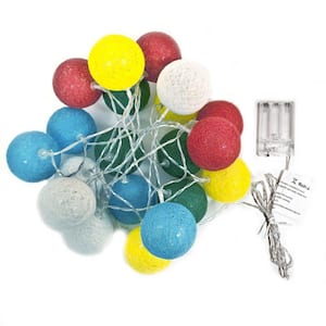 7 ft. 20-Light LED Multi-Color Cotton Balls String Light