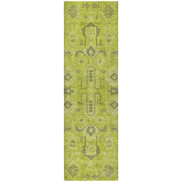 Dream Shag Premium Machine Washable Abstract ADS697 Aloe 2 ft. x 7 ft. Runner Rug