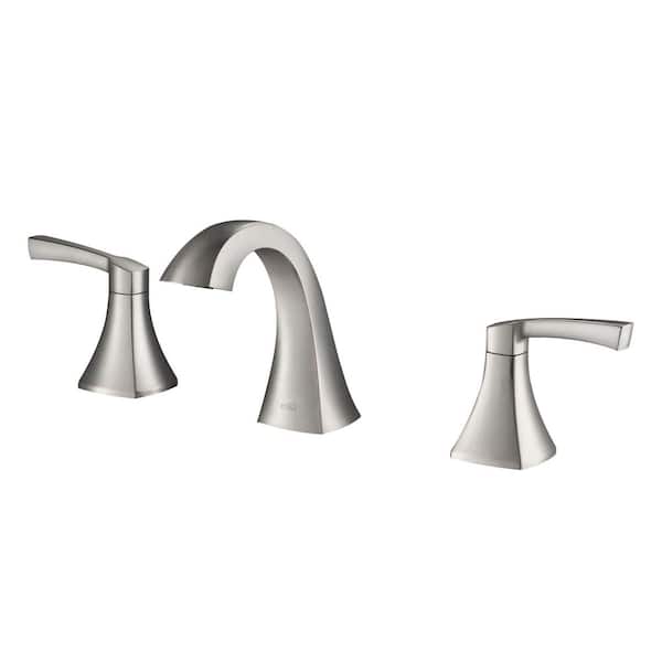 Single Handle Pyramid II Bathroom Sink 8 in. Widespread Faucet with Drain Assembly in Brushed Nickel