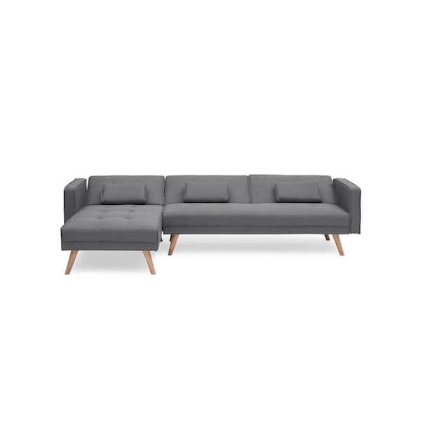 Z-joyee Modern 74 in. Width Pink Soild Velvet Twin Size Sofa Bed