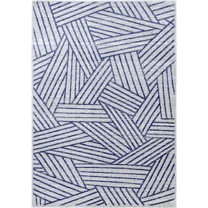 Blanca Modern Striped Blue 7 ft. x 9 ft. Area Rug