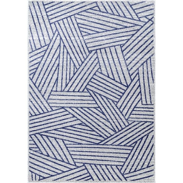 nuLOOM Blanca Modern Striped Blue 8 ft. x 10 ft. Area Rug