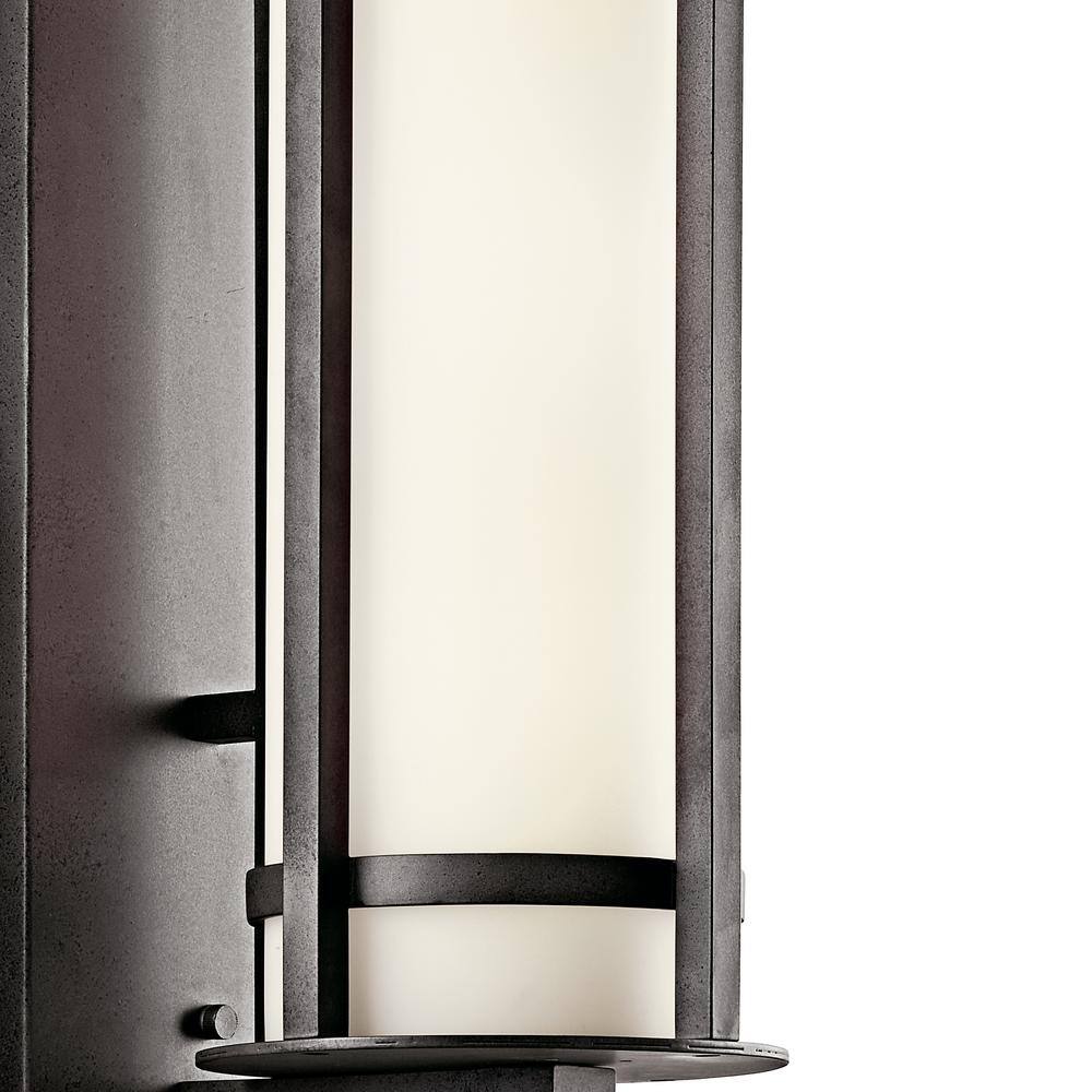 Camden 22.5" Gray Iron Outdoor Wall Light with White Cylinder Shade