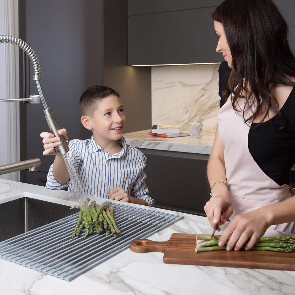 20.5-inch Gray Stainless Steel Foldable Over-Sink Dish Drying Rack