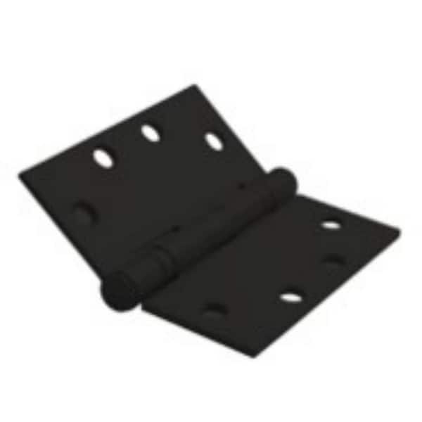 Global Door Controls 4.5in. x 4.5in. Matte Black Full Mortise Squared Radius Plain Bearing Standard Door Hinge with Removable Pin-(Set of 12)