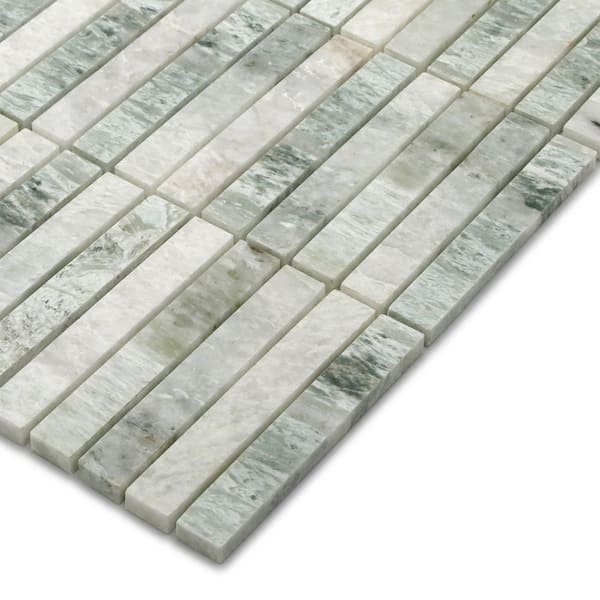 Stacked Green 6 in. x 6 in. Polished Natural Marble Mosaic Tile (0.25 sq. ft./Case)
