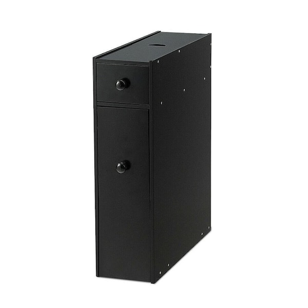 19 in. W x 6.5 in. D x 23 in. H Black Slim Bathroom Space Saver Linen Cabinet