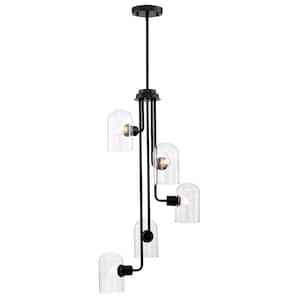 Alana 18.9 in. 5-Light Indoor Matte Black and Brass Finish Chandelier with Light Kit