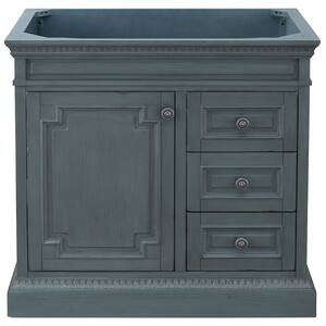 Cailla 36 in. W x 21.5 in. D x 34 in. H Bath Vanity Cabinet without Top in Distressed Blue Fog