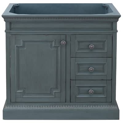 Cailla 36 in. W x 21.50 in. D Bath Vanity Cabinet Only in Distressed Blue Fog