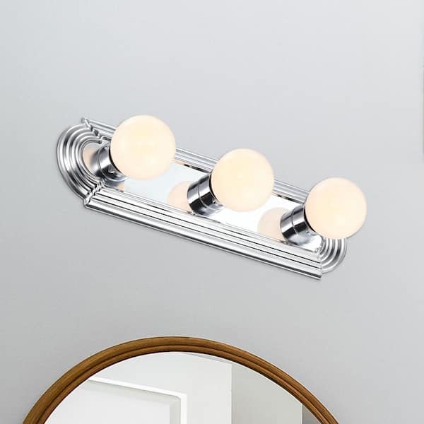 Raceway 18 in. 3-Light Chrome Modern Vanity Light for Bathrooms