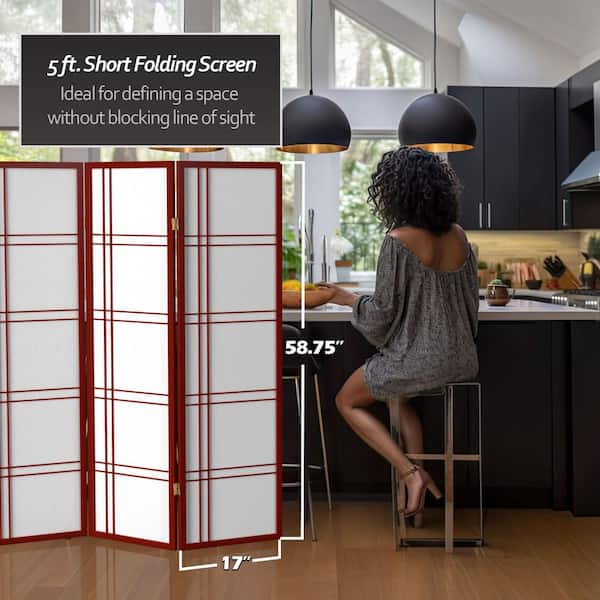 5 ft. Rosewood 3-Panel Room Divider