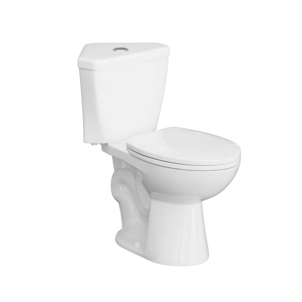 2-Piece Triangle Toilet 0.8-1.28 GPF Double Flush Elongated Toilet in White, Seat Included -  Simple Project, HD-US-CT-1-02