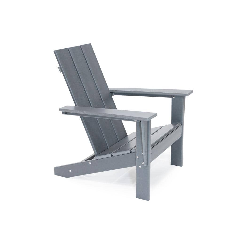 Arcadia Gray HDPE Modern Outdoor Adirondack Chair with Arms