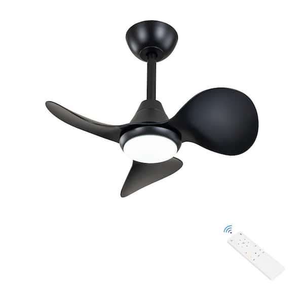 C Cattleya 24 in. LED Indoor Black Ceiling Fan Color Changing 3000K/4000K/5000K with Light Kit and Remote Control