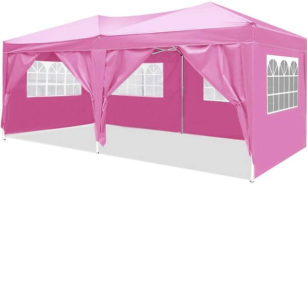 Sudzendf 10 ft. x 20 ft. Pink Outdoor Portable Party Folding Tent with ...