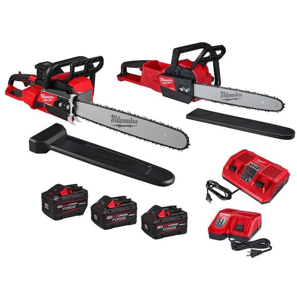 M18 FUEL 18V Brushless Cordless 20 in. Dual Battery Chainsaw w/ 16 in. Chainsaw, (3) FORGE Batteries, (2) Charger