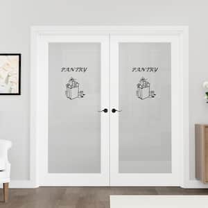 72 in. x 80 in. Universal 1-Lite Frosted Glass White Solid Core Glass Assembly Required Double French Door with Jamb