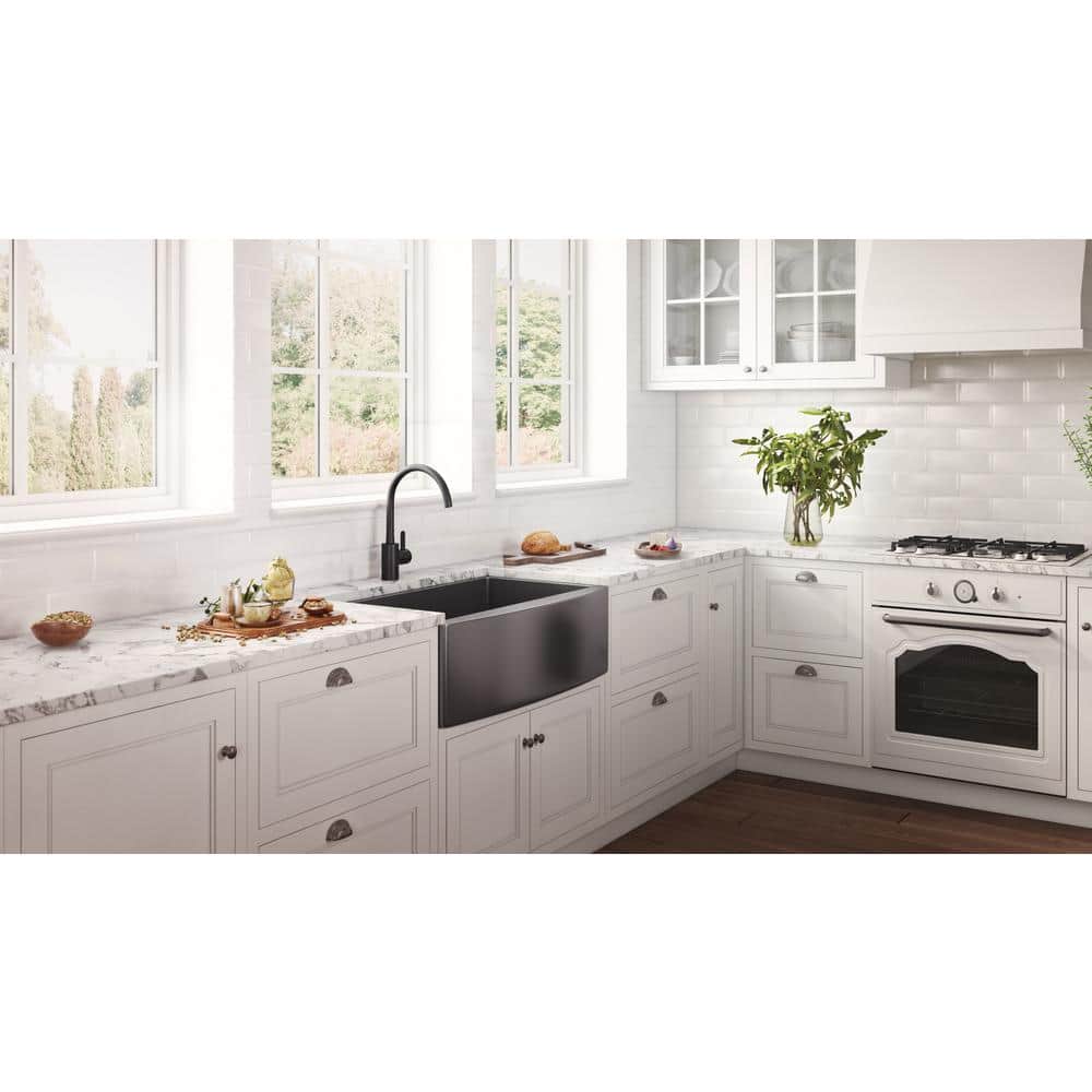 Gunmetal Black Stainless Steel 30" Farmhouse Apron-Front Sink