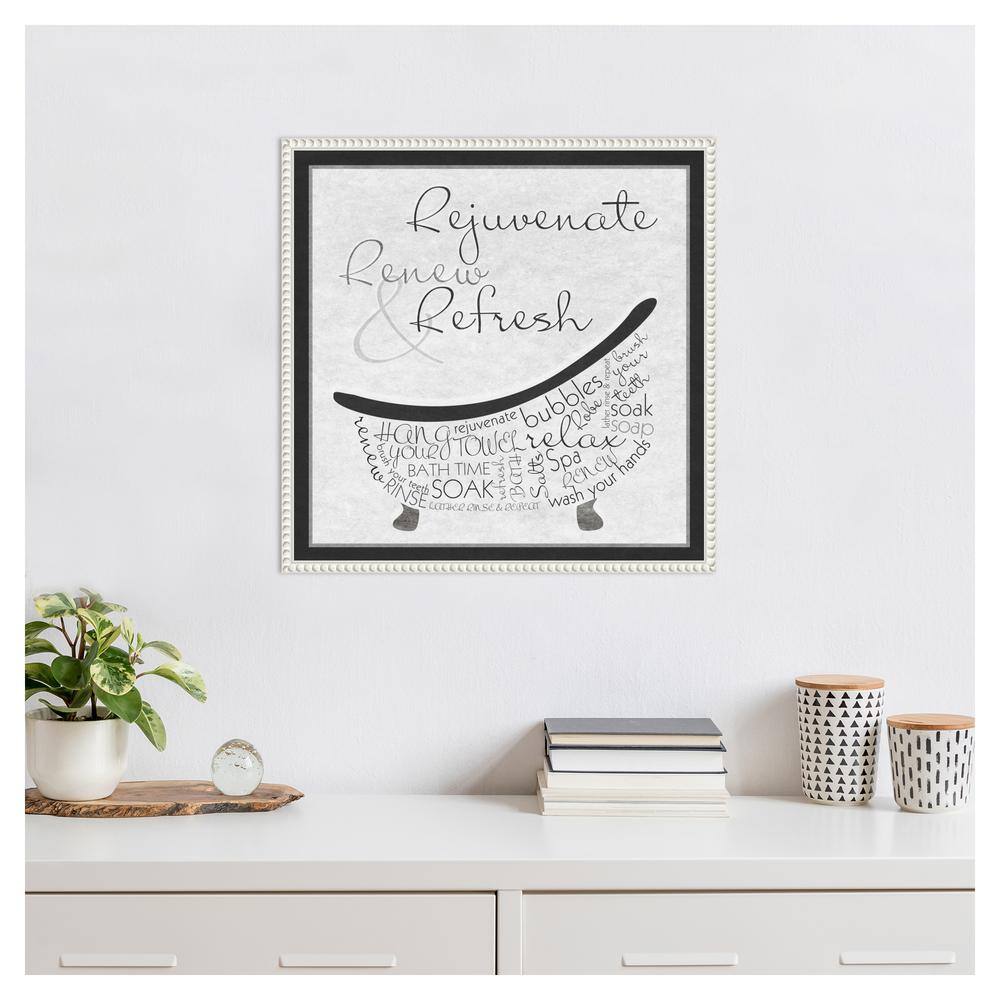 22"x22" White and Black Canvas Bath Quote Framed Art