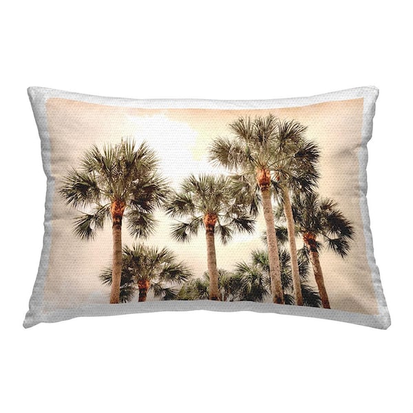 Stupell Industries Palms and Peach Sky Green Rectangular Outdoor Throw Pillow