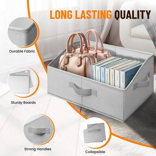 Afoxsos Grey 16 in. x 8 in. Fabric Trapezoid Storage Bins with
