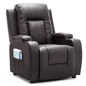 Brown Polyester Swivel Recliner