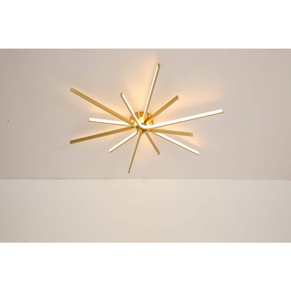 Liman 35 in. W Brass Integrated LED Sputnik Semi Flush Mount Light for Living Room and Dining Room price history on PriceWatchPro