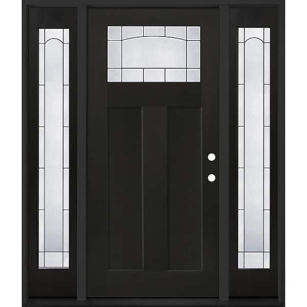 Regency 68 in. x 80 in. 1/4 TopL Empire Glass LHIS Onyx Mahogany Fiberglass Prehung Front Door w/14 in. - 3/4SLs 4-9/16
